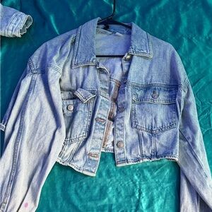 Light Blue Cropped Denim Jacket